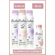 Emotion Kadın Alüminyumsuz Vegan Deodorant Set 3X150 ml + 90 ml (Detox Floral,natural Bloom,joyous)