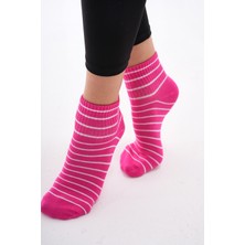 The Huez 3 Çift Çizgili Kadın Çorabı,pamuklu-Nefes Alabilen,terletmez Yumuşak Patik Çorap