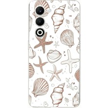 TechTree Oppo A5 4g Uyumlu Kahverengi Deniz Yıldızı ve Kabuklu Baskılı Silikon Kılıf