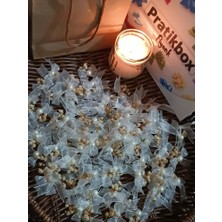 Pratikbox Mini Fiyonk /tül 1cm'lik / Hediyelik / Süsleme / Beyaz Renk/yarım Incili,cipso Çiçeği / 35 Adet