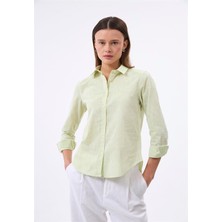 Felix Hardy Kadın Uzun Kol Keten Gömlek - Açık Yeşil