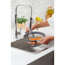 Mutfak Köşesi Çift Kulplu Süzgeç Makarna Süzgeçi Saplı, Pirinç Makarna Sebze Süzgeci 22CM