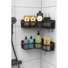 Mutfak Köşesi Banyo Köşelik Yapışkanlı Banyo Rafı, 2'li Banyo Düzenleyici, Duş Rafı Organizer Şampuanlık, Plastik
