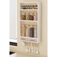 Mutfak Köşesi Walle Yapışkanlı Duvar Rafı, Mutfak Banyo Organizeri, Kancalı Çekmeceli Baharatlık, Delmeden Montaj