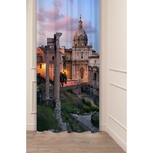 Greendecor Kale Müze Tarih Antik Şehir Manzara Özel Tasarım Dijital Baskılı (Tek Kanat) Modern Şık Fon Perde