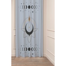Greendecor Mandala Ay Yıldız Yoga Sade Soft Pastel Bohem Özel Tasarım Dijital Baskılı (Tek Kanat) Şık Fon Perde
