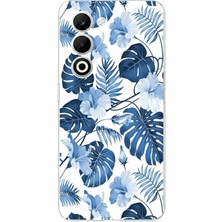 TechTree Oppo A5 4g Uyumlu Mavi Yaprak ve Çiçek Desenli Baskılı Silikon Kılıf