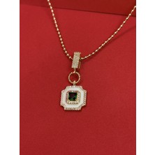 Premium Taşlı Gold Kolye