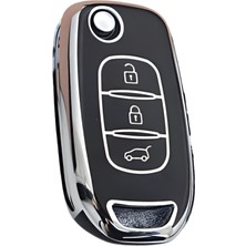 Autohan Keys Megane 4 Joy, Clio 5, Captur, Taliant Express Için 3 Butonlu Nano Anahtar Kılıfı, Siyah-Gümüş
