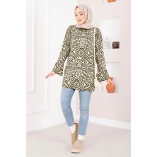 RAF Zebra Desen Triko Kazak Haki