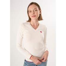Felix Hardy Kadın V Yaka Triko Kazak - Ekru