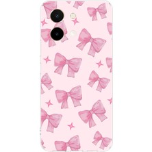 TechTree Vivo Y28 Uyumlu Pembe Fiyonklar Baskılı Silikon Kılıf