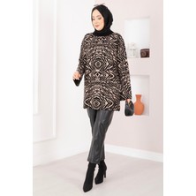 RAF Zebra Desen Triko Kazak Siyah