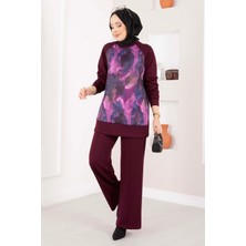EFL Lina Desenli Tesettür İkili Takım Bordo