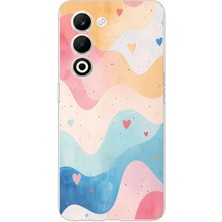 TechTree Oppo A5 4g Uyumlu Pastel Renkli Dalgalı ve Kalp Baskılı Silikon Kılıf