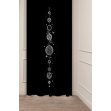 Greendecor Uzay Yıldız Ay Desenli Dijital Baskılı Fon Perde (Tek Kanat) Renkli Modern Tasarımlı Fon Perde