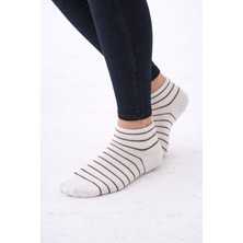 The Huez 3 Çift Çizgili Kadın Çorabı,pamuklu-Nefes Alabilen,terletmez Yumuşak Patik Çorap