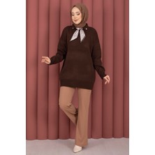 RAF Fularlı Polo Yaka Triko Kazak Kahve