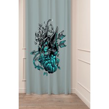 Greendecor Kurt Iskandinav Mitolojisi Tasarımlı Dijital Baskılı (Tek Kanat)Şık Özel Tasarımlı Modern Fon Perde