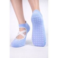 Carnaval Socks Mavi Renkli Pilates & Yoga Silikonlu Kazymaz Tabanlı Patik Çorap