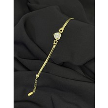 14K Gold Renk Kaplama cm Zirkon Kalp Bileklik