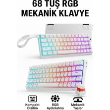 vooka Mini Rgb Gaming Mekanik Klavye 62 Tuş Red Switch USB Type-C Kablolu Kompakt Oyuncu Klavyesi Rgb Işıklı Gaming Klavye Laptop Pc Uyumlu Mini Mekanik Klavye Beyaz Gaming Keyboard