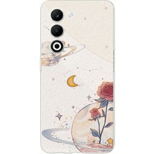 TechTree Oppo A5 4g Uyumlu Gezegen, Yıldız ve Gül Baskılı Silikon Kılıf