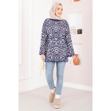 RAF Zebra Desen Triko Kazak Lacivert