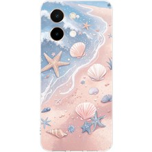 TechTree Vivo Y28 Uyumlu Sahil Deniz Kabuğu Baskılı Silikon Kılıf