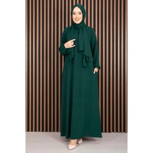 DF Elbise & Uyumlu Şal Tesettür İkili Kombin Zümrüt