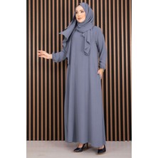 DF Elbise & Uyumlu Şal Tesettür İkili Kombin Gri