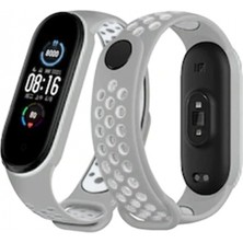 Marsilyan Xiaomi Mi Band 4 Spor Delikli Kordon - Gri-Beyaz