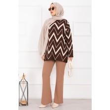 RAF Lavin Zikzak Desen Triko Kazak Kahve