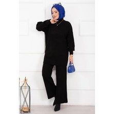 RAF Balıkçı Yaka Fitilli Triko İkili Takım Siyah