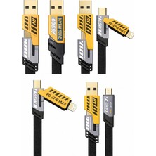 Erdineks 4 In 1 Mecha Tasarım Pd Hızlı Şarj Kablosu Usb/type-C Dönüştürücülü iPhone Android Uyumlu Örgülü
