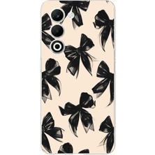 TechTree Oppo A5 4g Uyumlu Siyah Fiyonk Kurdele Baskılı Silikon Kılıf