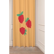 Greendecor Tatlı Meyve Ahududu Böğürtlen Desenli Bohem Tasarımlı Dijital Baskılı (Tek Kanat) Mutfak Fon Perde