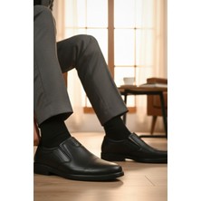 Enoch Hakiki Deri Siyah Ortopedik Burun Dikişli Erkek Baba Ayakkabı