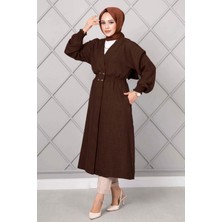 Md Beli Lastikli Uzun Tesettür Kap Acı Kahve