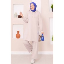 Nz Relax Armalı Kapüşonlu Tesettür İkili Takım Bej