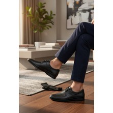 Enoch Hakiki Deri Siyah Ortopedik Ultra Hafif Esnek Taban Erkek Baba Ayakkabısı