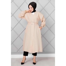 Md Beli Lastikli Uzun Tesettür Kap Bej