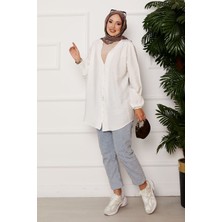 SVS Önden Düğmeli Kimono Gömlek Ekru
