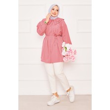 Asm Çift Yakalı Beli Bağcıklı Tesettür Gömlek Yavruağzı