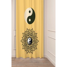 Greendecor Yin Yang Mandala Felsefi Hippi Iyilik Içinde Kötülük Kötülük Içinde Iyilik (Tek Kanat) Fon Perde