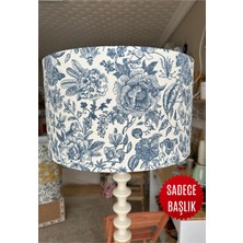 Apcasa Decor Vintage Çiçekli Toile De Jouy Lambader Başlığı Mavi