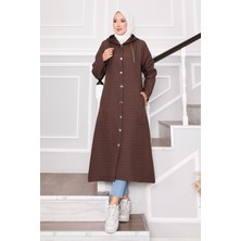 Frh Kapüşonlu Ve Cep Detaylı Kapitone Kap Kahve