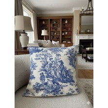 Apcasa Decor Vintage Desenli Mavi Kırlent