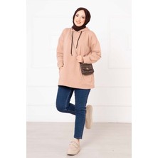 Cvn Kanguru Cepli Tesettür Sweatshirt Camel