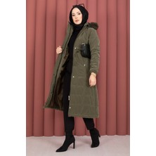 Hsm Kapüşonu Kürklü Fermuarlı Nova Kaban Haki